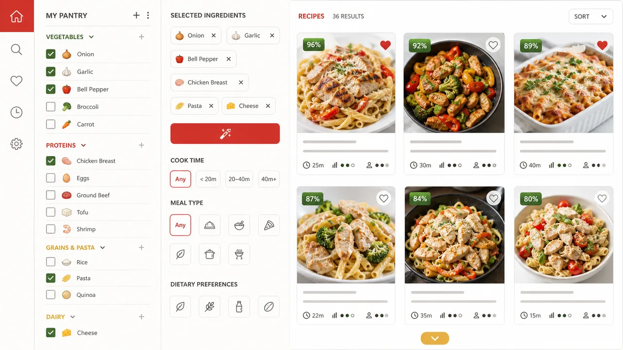 KI-generiertes, logo-freies Webseiten-Mockup passend zu Supercook.